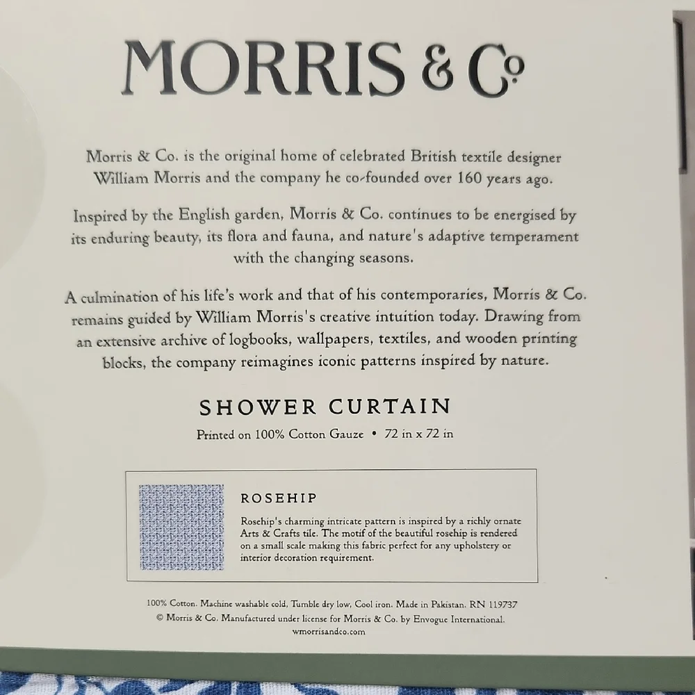 Morris & Co Blue Rosehip Shower Curtain